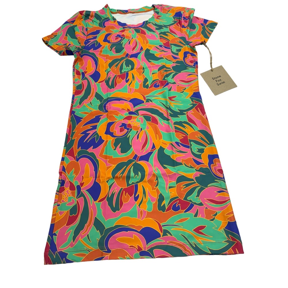 Stone Fox Swim NWT Bambi Baby Tee Stained Glass Swim Dress Size M MSRP$110